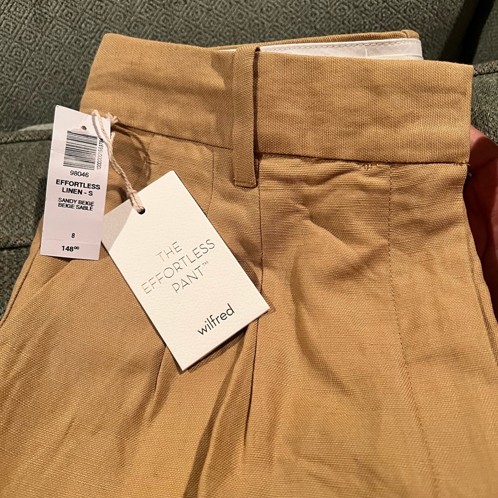 BNWT - Aritzia Effortless High Waisted Linen Pants - Size 8 - Sandy Beige
